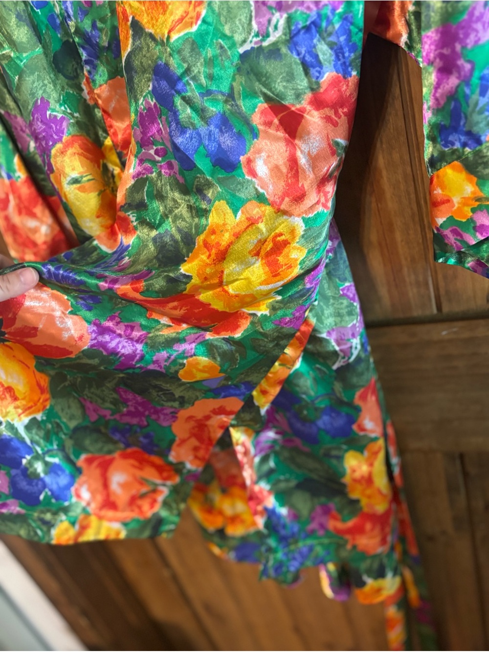 Vintage 90s Victoria’s Secret Gold Label vivid Floral Satin Robe Slip Set Size L - Picture 6 of 15